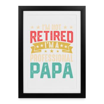 Papa Retro Vintage professionnelle - Affiche encadrée (27 × 37 cm) - noir - Devant