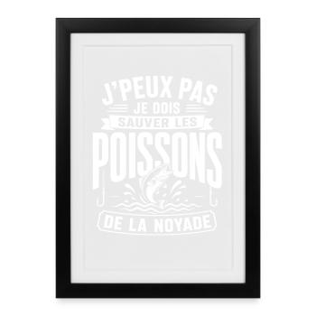 Humour Pêcheur, Cadeau Pêche Drôle - Affiche encadrée (27 × 37 cm) - noir - Devant
