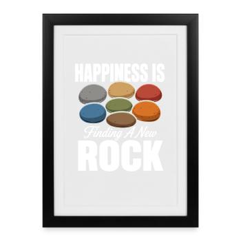 Happiness Is Finding A New Rock Lustig Geologie - Gerahmtes Poster (27 × 37 cm) - Schwarz - Vorne