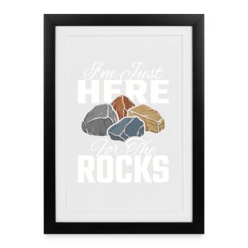 Don de collectionneur de pierres juste ici pour The Rocks - Affiche encadrée (27 × 37 cm) - noir - Devant