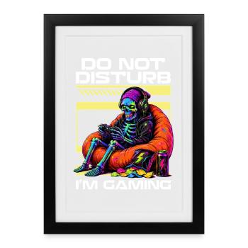 Skeleton Gamer Gaming Halloween - Framed poster (27 × 37 cm) - black - Front