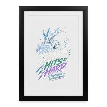 Cloudbreak Tavarua Surfen - Gerahmtes Poster (27 × 37 cm) - Schwarz - Vorne