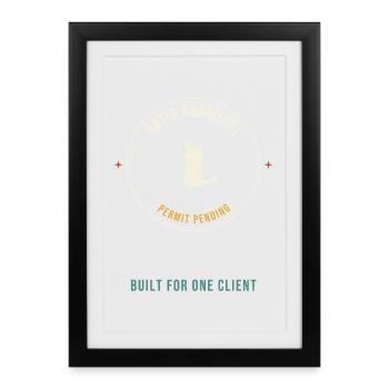 Catio-Architekt – Baugenehmigung steht noch aus –  - Gerahmtes Poster (27 × 37 cm) - Schwarz - Vorne