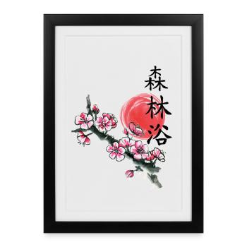 japan Kirschblüte japanisch anime asiatisch - Gerahmtes Poster (27 × 37 cm) - Schwarz - Vorne