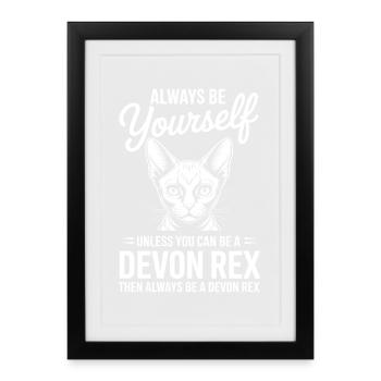 Devon Rex Spruch Katze Lustiges Devon Rex Geschenk - Gerahmtes Poster (27 × 37 cm) - Schwarz - Vorne