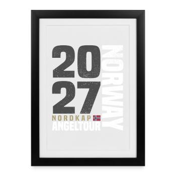 Norwegen Nordkap Angeltour 2027 - Gerahmtes Poster (27 × 37 cm) - Schwarz - Vorne