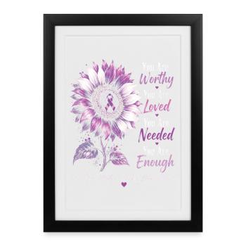Monat des Überdosisbewusstseins Lila Band Sonnenblume - Gerahmtes Poster (27 × 37 cm) - Schwarz - Vorne