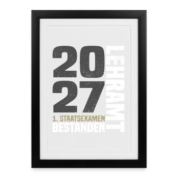 1. Staatsexamen Lehramt 2027 - Gerahmtes Poster (27 × 37 cm) - Schwarz - Vorne