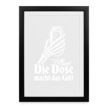 Bier - Die Dose macht das Gift | Wortspiel - Gerahmtes Poster (27 × 37 cm) - Schwarz - Vorne
