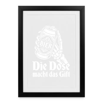 Bier - Die Dose macht das Gift | Wortspiel - Gerahmtes Poster (27 × 37 cm) - Schwarz - Vorne