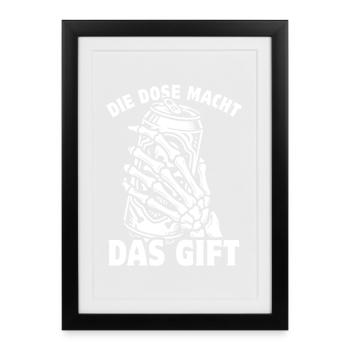 Bier - Die Dose macht das Gift | Wortspiel - Gerahmtes Poster (27 × 37 cm) - Schwarz - Vorne