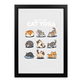  Lustige Yoga-positionen Für Katzen, - Gerahmtes Poster (27 × 37 cm) - Schwarz - Vorne