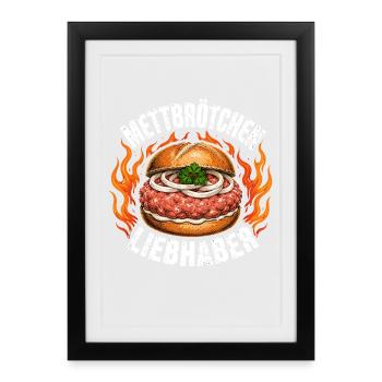  METTBRÖTCHEN LIEBHABER Zwiebeln Hackfleisch - Gerahmtes Poster (27 × 37 cm) - Schwarz - Vorne