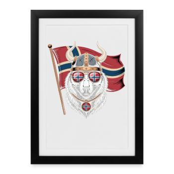 Viking Wolf Norway - Gerahmtes Poster (27 × 37 cm) - Schwarz - Vorne