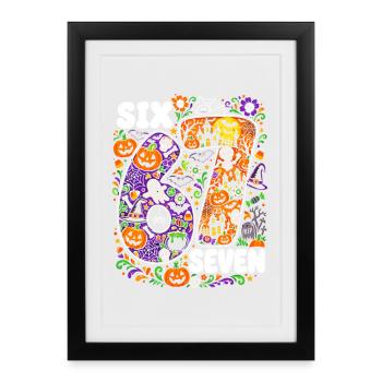 Sechs7 Halloween Kaleidoskop - Gerahmtes Poster (27 × 37 cm) - Schwarz - Vorne