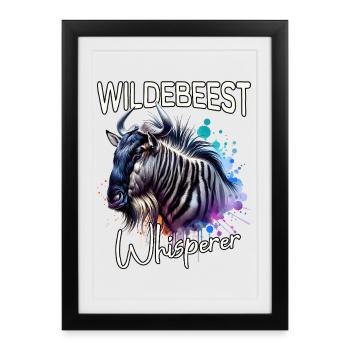Gnu Flüsterer - Gerahmtes Poster (27 × 37 cm) - Schwarz - Vorne