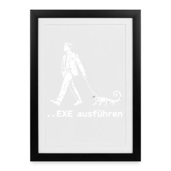Programmierer EXE Ausführen Computer Nerd Humor - Gerahmtes Poster (27 × 37 cm) - Schwarz - Vorne