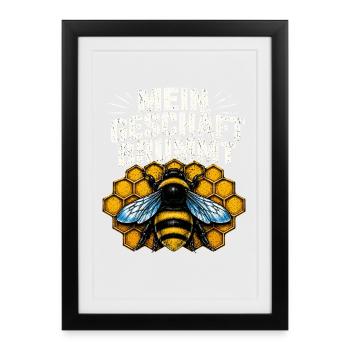 Mein Geschäft Brummt Biene Honigwabe Imker - Gerahmtes Poster (27 × 37 cm) - Schwarz - Vorne