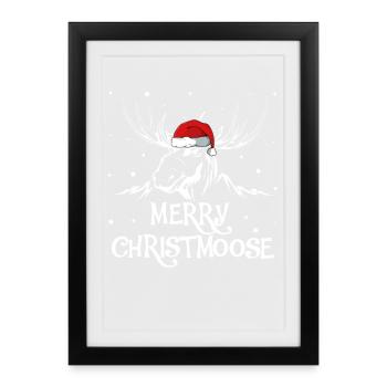Merry ChristMoose Weihnachtsdesign - Gerahmtes Poster (27 × 37 cm) - Schwarz - Vorne