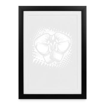 Boxhandschuhe Skizze - Gerahmtes Poster (27 × 37 cm) - Schwarz - Vorne