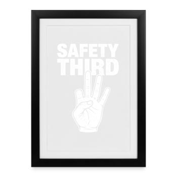 Sicherheit drittens – Schweißer, Schweißer, Metallarbeiter, Humor - Gerahmtes Poster (27 × 37 cm) - Schwarz - Vorne