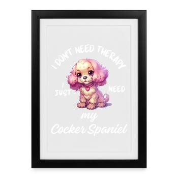 Pastel Cartoon Cocker Spaniel - Gerahmtes Poster (27 × 37 cm) - Schwarz - Vorne