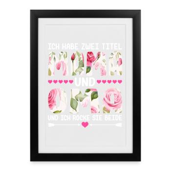 Mama Oma Zwei Titel Mutter Großmutter Geschenk - Gerahmtes Poster (27 × 37 cm) - Schwarz - Vorne