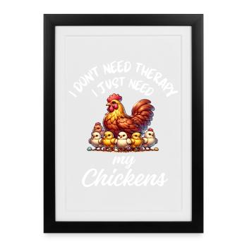 Lustige Hennenküken Hühnerfarm - Gerahmtes Poster (27 × 37 cm) - Schwarz - Vorne