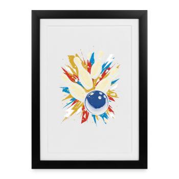 Bowling Strike Bunte Bowlingkugel Und Pins - Gerahmtes Poster (27 × 37 cm) - Schwarz - Vorne