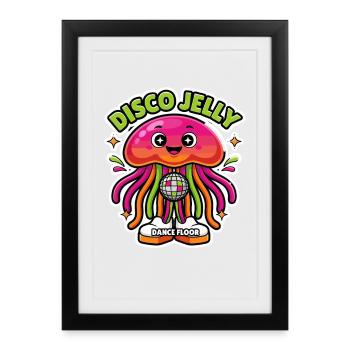  Disco Jelly Dance Floor Bunte Qualle Für Disco - Gerahmtes Poster (27 × 37 cm) - Schwarz - Vorne