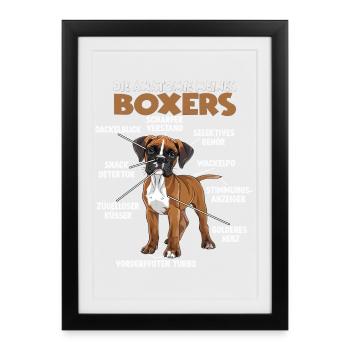 Lustiges Geschenk für deutschen Boxer Hundehalter - Gerahmtes Poster (27 × 37 cm) - Schwarz - Vorne