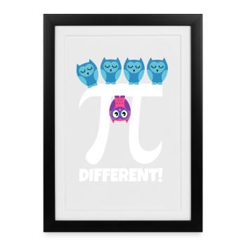 Pi Different Süße Eule Be Different Mathe Lehrer - Gerahmtes Poster (27 × 37 cm) - Schwarz - Vorne