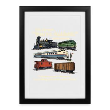 Zugfakten Spezialinteresse – lustiger Eisenbahnfan-Humor - Gerahmtes Poster (27 × 37 cm) - Schwarz - Vorne