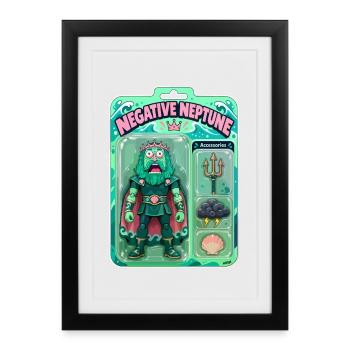 Negative Neptun-Actionfigur - Gerahmtes Poster (27 × 37 cm) - Schwarz - Vorne