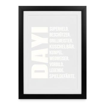 Dayi Definition Türkischer Onkel Geschenk Ideen - Gerahmtes Poster (27 × 37 cm) - Schwarz - Vorne