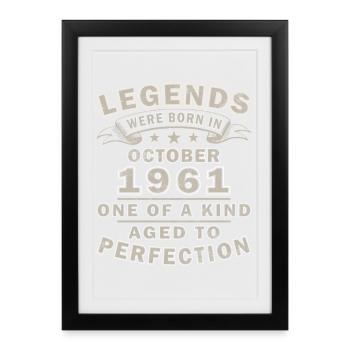 Oldtimer Oktober 1961 Geburtstag Geschenk - Gerahmtes Poster (27 × 37 cm) - Schwarz - Vorne