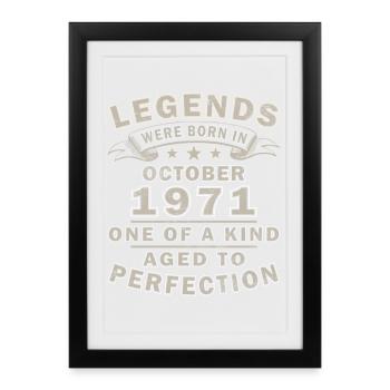 Originaler Oktober 1971 Retro-Stil - Gerahmtes Poster (27 × 37 cm) - Schwarz - Vorne
