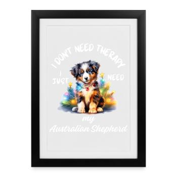 Weihnachts-Australian Shepherd-Welpe - Gerahmtes Poster (27 × 37 cm) - Schwarz - Vorne