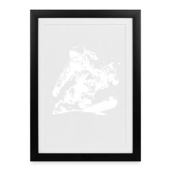 Snowboarder Zeichnung - Gerahmtes Poster (27 × 37 cm) - Schwarz - Vorne