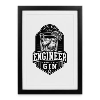 Ingenieur Gin - Gerahmtes Poster (27 × 37 cm) - Schwarz - Vorne