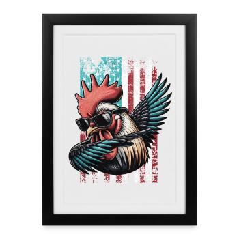 Rooster US Hahn - Gerahmtes Poster (27 × 37 cm) - Schwarz - Vorne