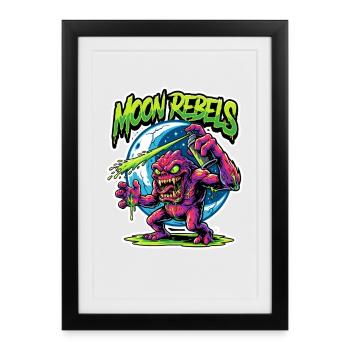  Moon Rebels Alien Monster Horror Halloween - Gerahmtes Poster (27 × 37 cm) - Schwarz - Vorne