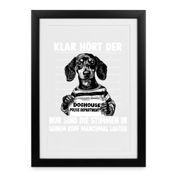 Humorvolles Dackel T für Hundehalter Agility  - Gerahmtes Poster (27 × 37 cm) - Schwarz - Vorne