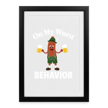 Über mein Würstenverhalten Bayerisch - Gerahmtes Poster (27 × 37 cm) - Schwarz - Vorne