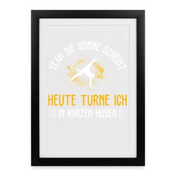 Turnen Mädchen Gymnastik Turnanzug Turnerin - Gerahmtes Poster (27 × 37 cm) - Schwarz - Vorne