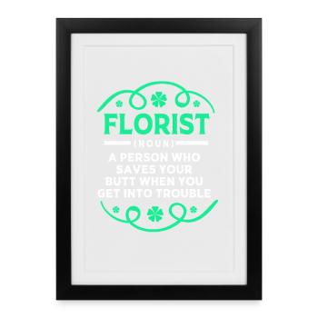 Floristik Florist Blumenhändler Blumenstrauß - Gerahmtes Poster (27 × 37 cm) - Schwarz - Vorne