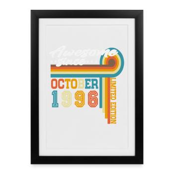 Oktober 1996 Jahrgang Retro Geburtstag Geschenk - Gerahmtes Poster (27 × 37 cm) - Schwarz - Vorne