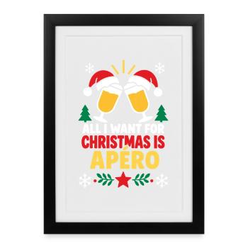 Weihnachts-Aperitif: festliche Trinksprüche - Gerahmtes Poster (27 × 37 cm) - Schwarz - Vorne