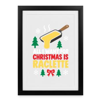 Noël Raclette: Alles für Käse - Gerahmtes Poster (27 × 37 cm) - Schwarz - Vorne