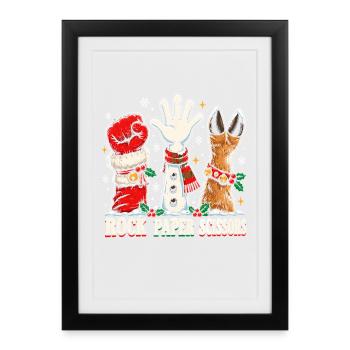 Festliches Stein Papier Schere Trio - Gerahmtes Poster (27 × 37 cm) - Schwarz - Vorne